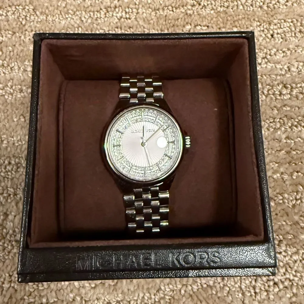 Michael Kors Women’s Silver Watch with Gems